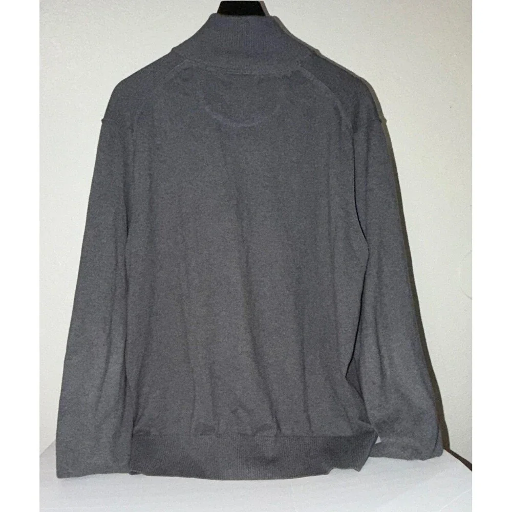 Banana Republic Men's Cotton Cashmere Mock Neck Pullover Button Gray XL